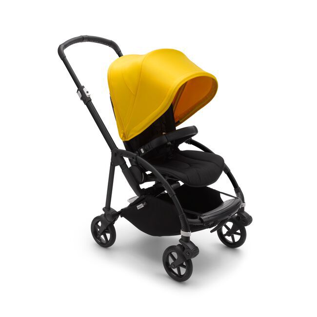PP Bugaboo Bee 6 seat stroller lemon yellow sun canopy, black fabrics, black base - Main Image Slide 1 van 3