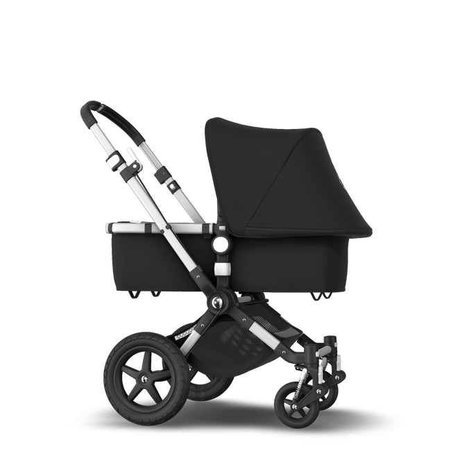 Bugaboo Cameleon 3 Plus seat and carrycot pushchair black sun canopy, black fabrics, aluminium base