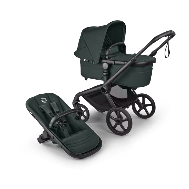 Bugaboo Fox 5 Renew 2-in-1 pushchair black base, fern green fabrics, fern green sun canopy - Main Image Slide 1 of 11