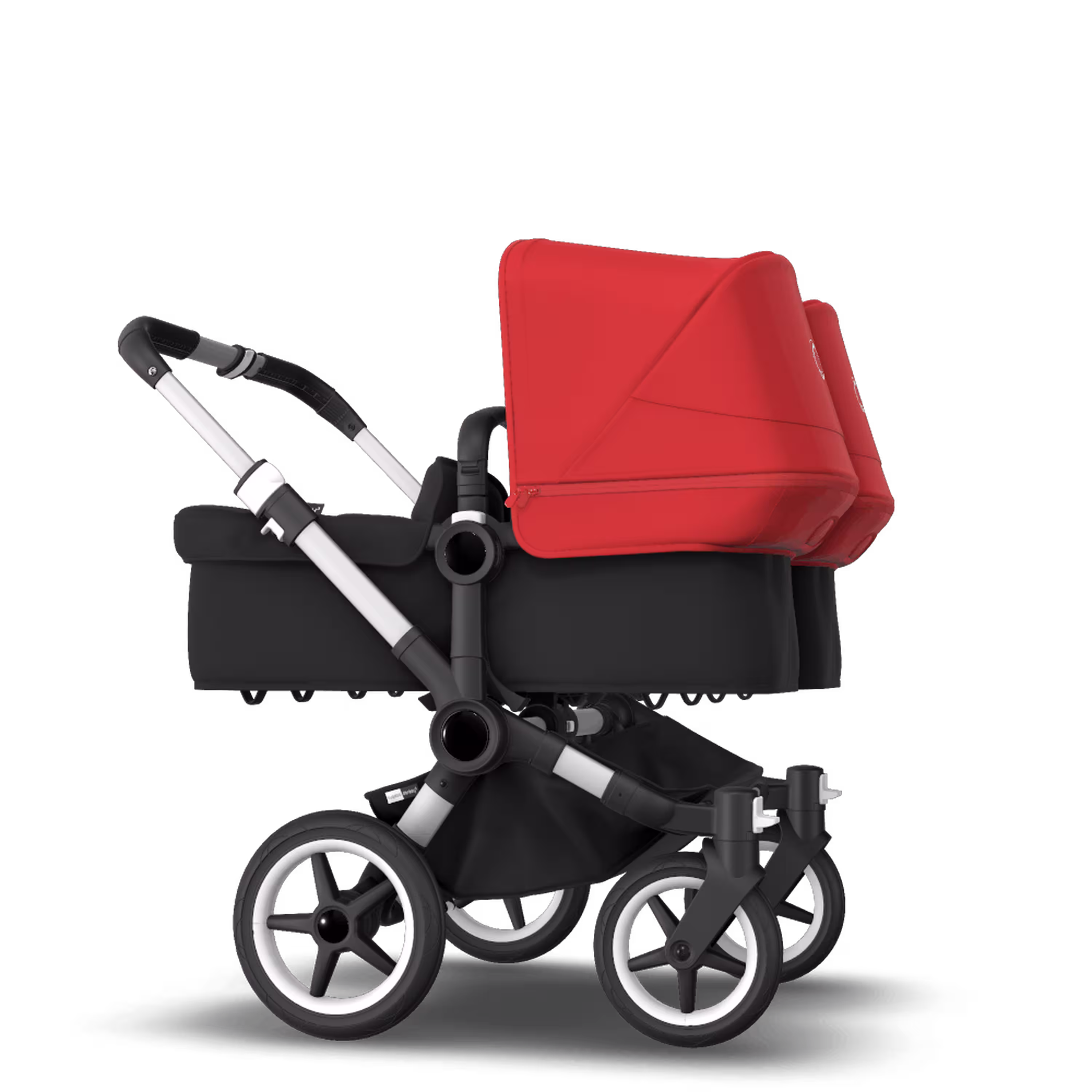 Bugaboo Donkey 3 Twin seat and bassinet stroller red sun canopy, black fabrics, aluminium base - Main Modal Image Slide 4 of 9