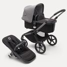 Bugaboo Fox 5 2-in-1 stroller graphite base, midnight black fabrics, grey melange sun canopy