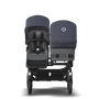 Bugaboo Donkey 5 Duo bassinet and seat stroller black base, grey mélange fabrics, stormy blue sun canopy - Thumbnail Slide 2 van 12