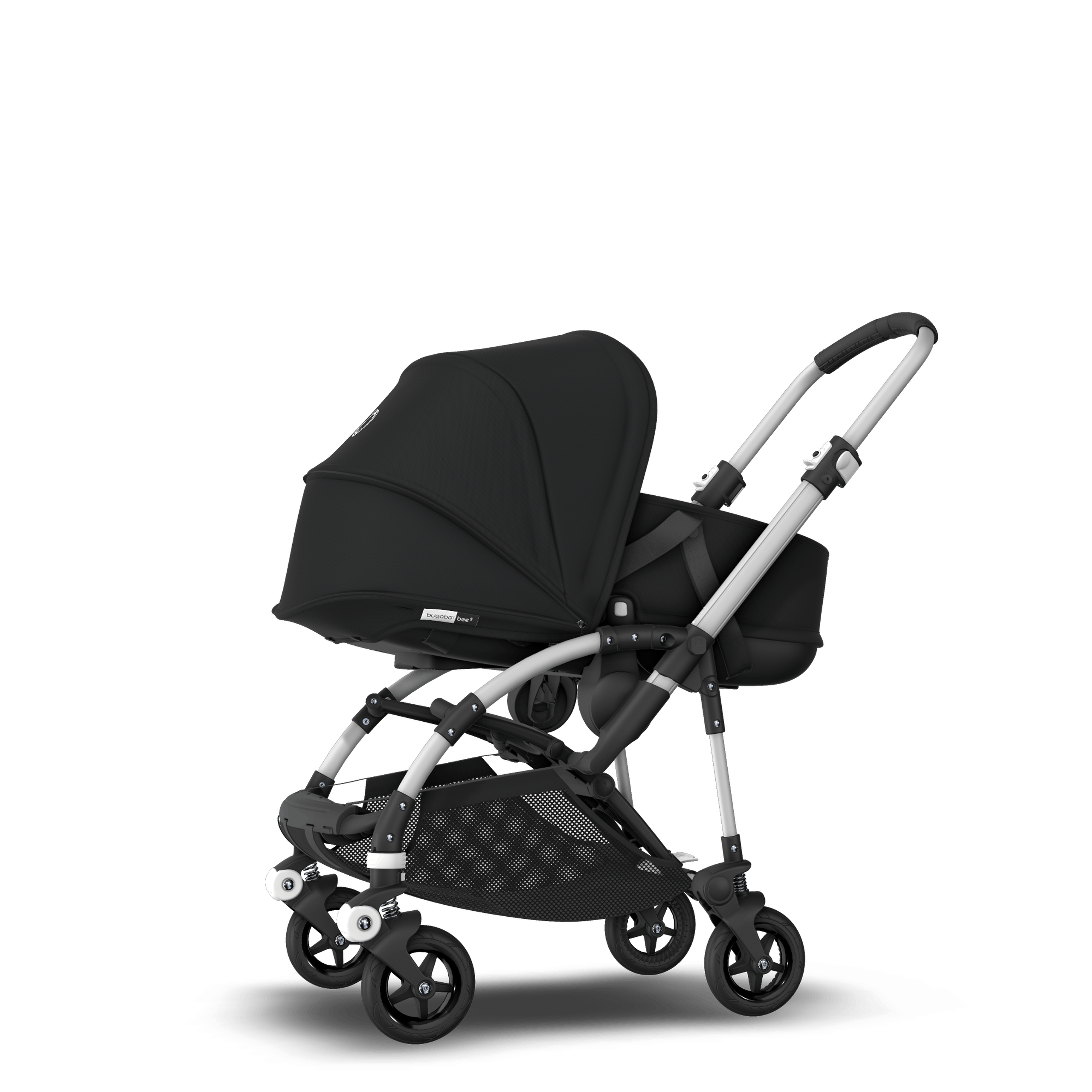 Bugaboo Bee 5 seat and bassinet stroller black sun canopy, black fabrics, aluminium base - Thumbnail Slide 2 of 6