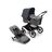 Bugaboo Fox 3 bassinet and seat stroller with graphite frame, grey fabrics, and stormy blue sun canopy. - Thumbnail Slide 1 of 7