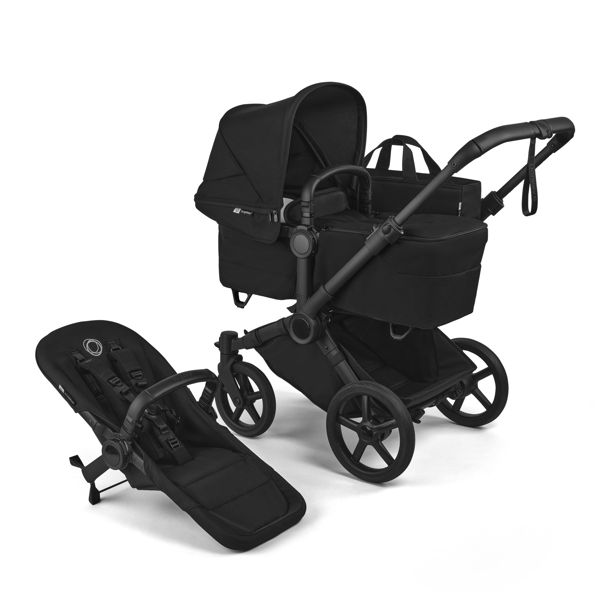 Bugaboo Donkey 6 2-in-1  stroller black base, heritage black fabrics, heritage black sun canopy - Thumbnail Slide 2 of 4