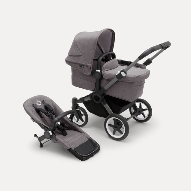 Refurbished Bugaboo Donkey 5 Mono complete UK GRAPHITE/GREY MÉLANGE-GREY MÉLANGE - Main Image Slide 1 of 5