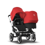 Bugaboo Donkey 3 Duo seat and bassinet stroller red sun canopy, black fabrics, aluminium base - Thumbnail Modal Image Slide 1 of 5