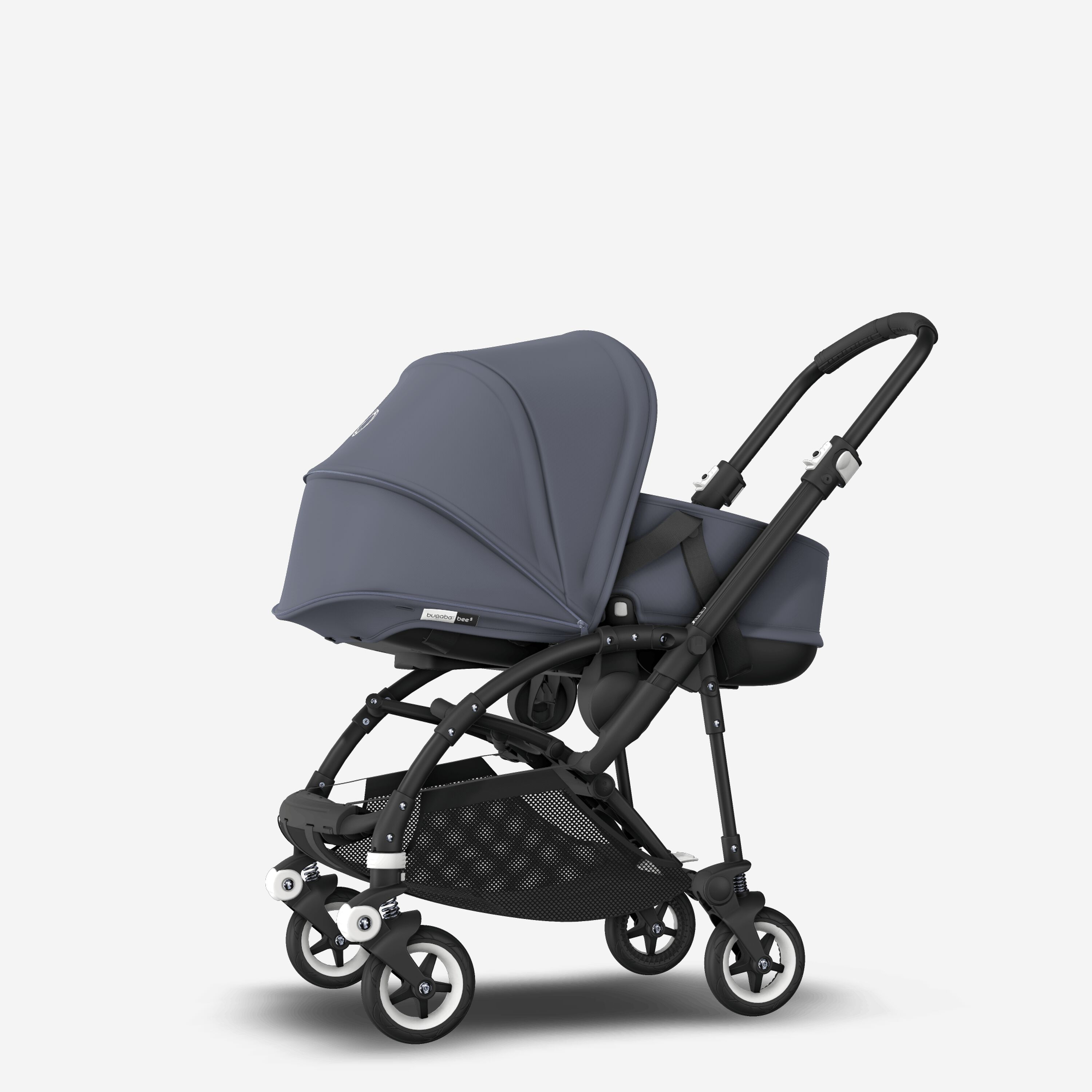 Bugaboo Bee 5 travel system steel blue sun canopy, steel blue fabrics, black base - Main Modal Image Slide 4 of 16