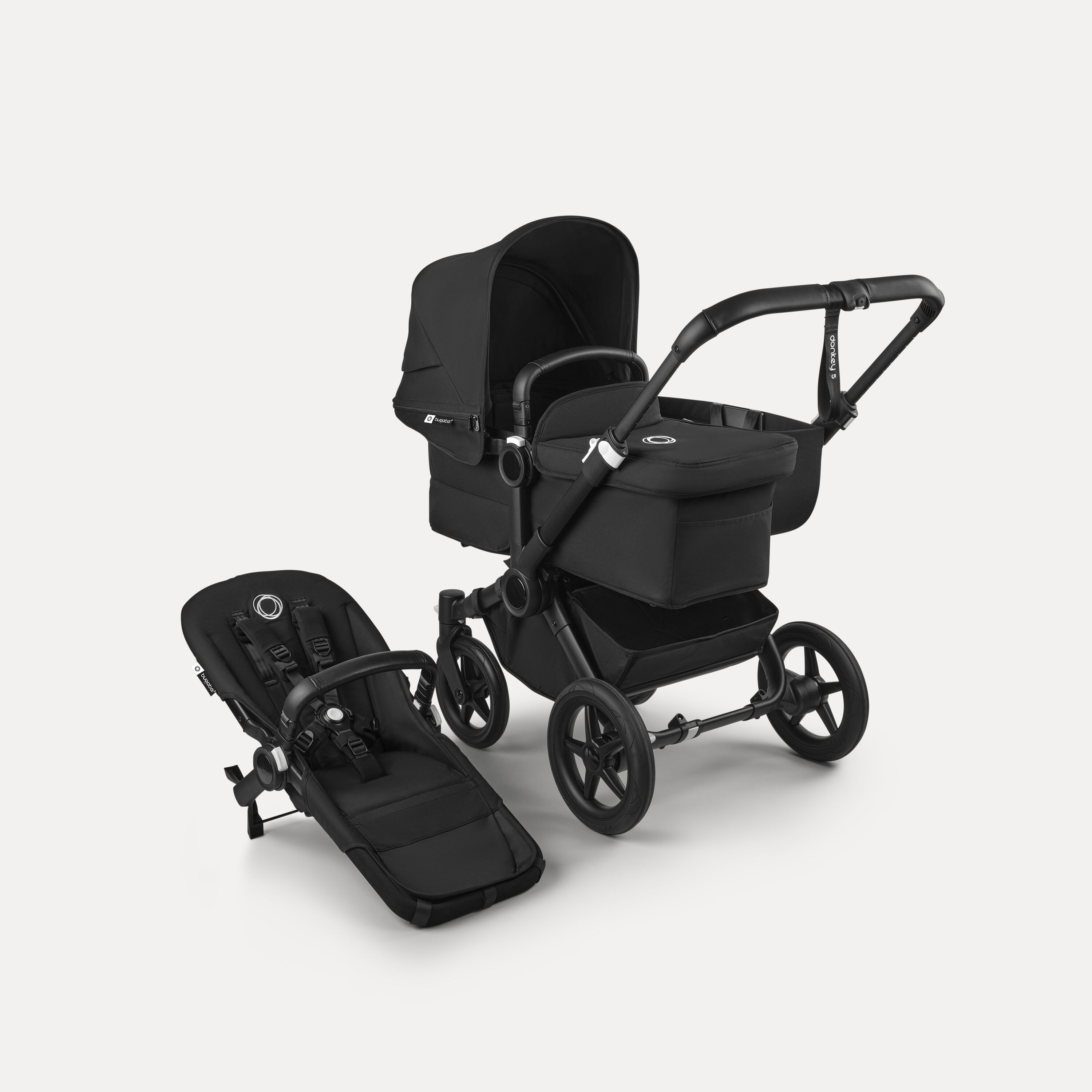 Bugaboo Donkey 5 Mono 2-in-1 stroller black base, midnight black fabrics, midnight black sun canopy - Main Modal Image Slide 1 of 12