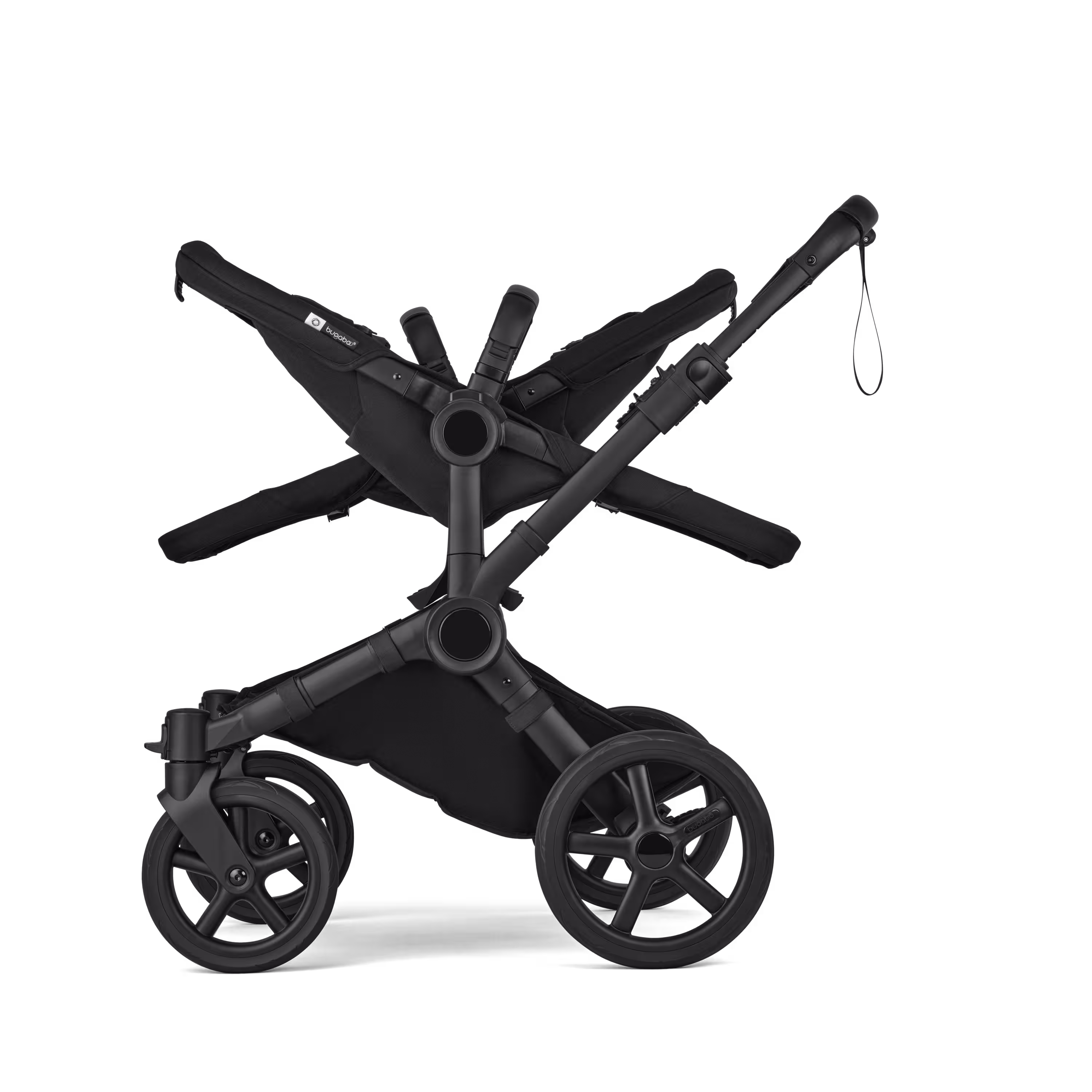 Bugaboo Donkey 6 twin stroller black base, heritage black fabrics, desert taupe melange sun canopy view 7 - Main Modal Image Slide 4 of 7