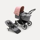 Bugaboo Donkey 5 Mono 2-in-1 stroller graphite base, grey mélange fabrics, morning pink sun canopy