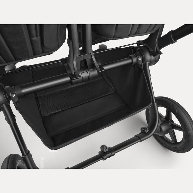 Bugaboo Donkey 5 twin stroller graphite base, midnight black fabrics, misty white sun canopy - Main Image Slide 6 of 12