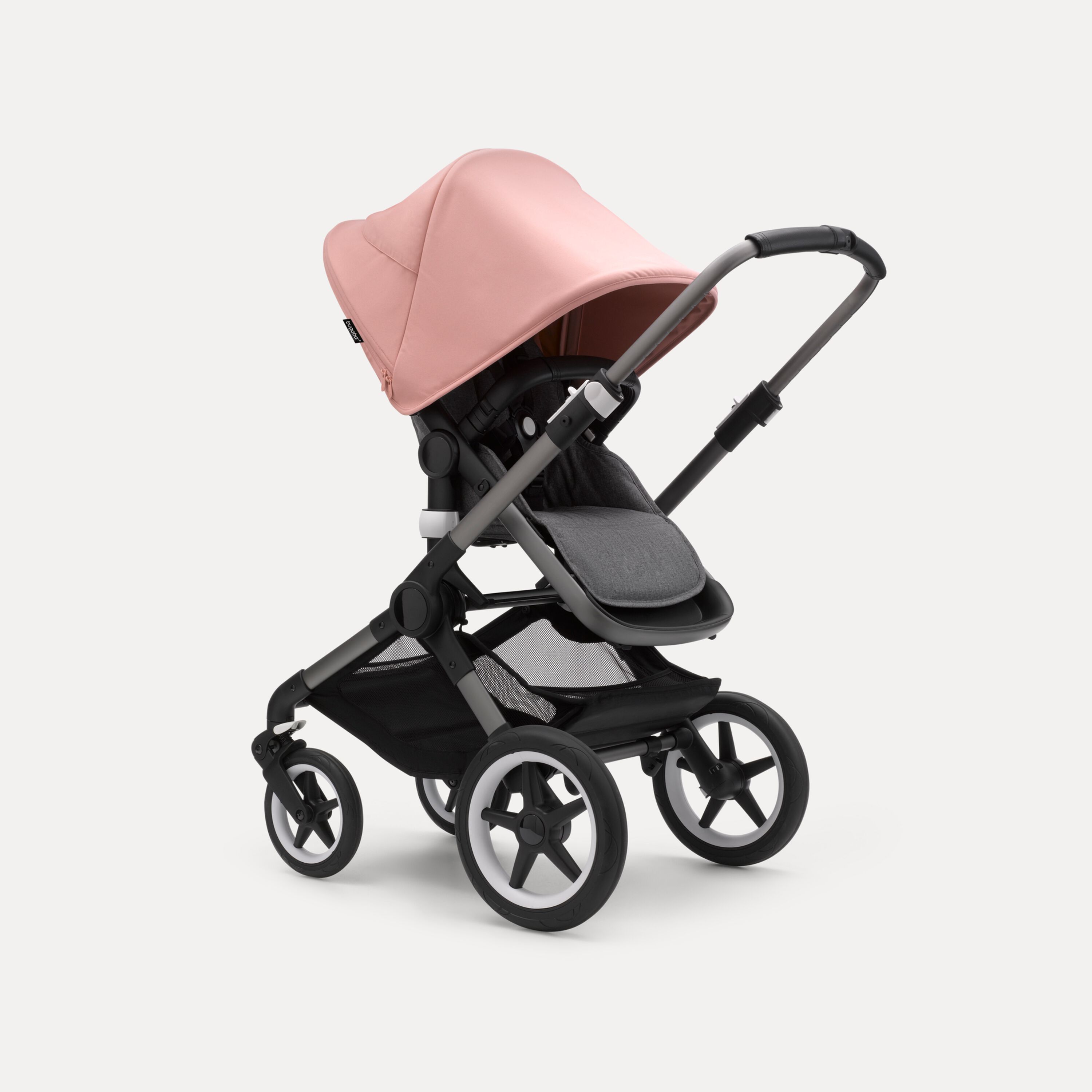Bugaboo Fox 3 bassinet and seat stroller graphite base, grey melange fabrics, morning pink sun canopy - Main Modal Image Slide 7 of 7