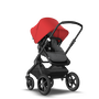 Bugaboo Fox 2 Seat and Bassinet Stroller red sun canopy grey melange style set, black chassis - Thumbnail Slide 2 of 6
