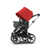 Bugaboo Donkey 3 Mono Complete Red sun canopy, grey melange seat, aluminum chassis - Thumbnail Slide 4 of 5
