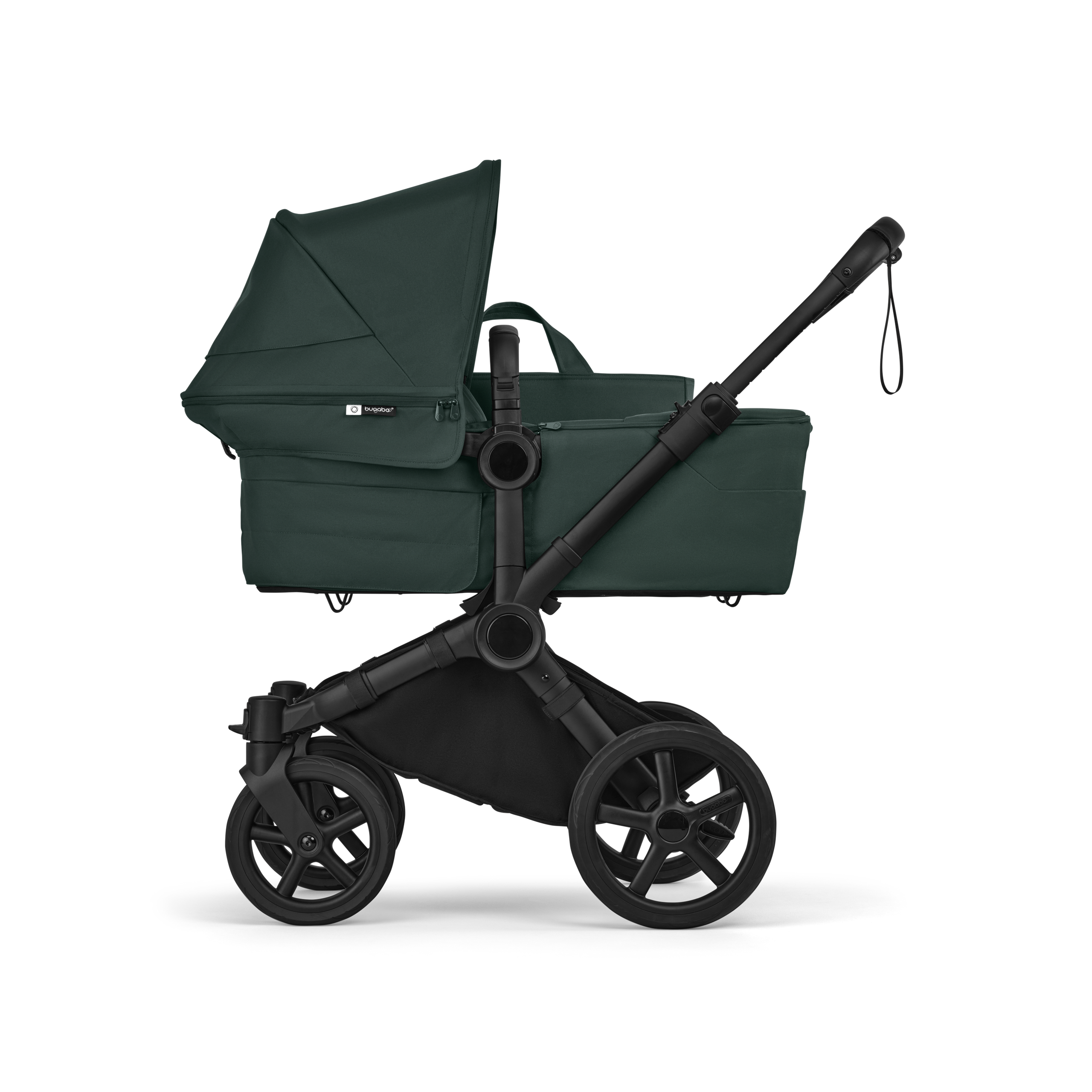 Bugaboo Donkey 6 2-in-1  stroller black base, fern green fabrics, fern green sun canopy view 2 - Thumbnail Slide 2 of 10