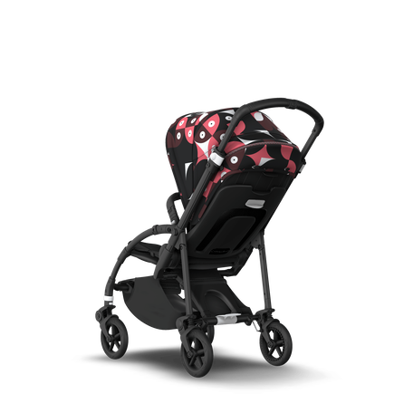 Bugaboo Bee 6 bassinet and seat stroller black base, black fabrics, animal explorer pink/ red sun canopy - view 2