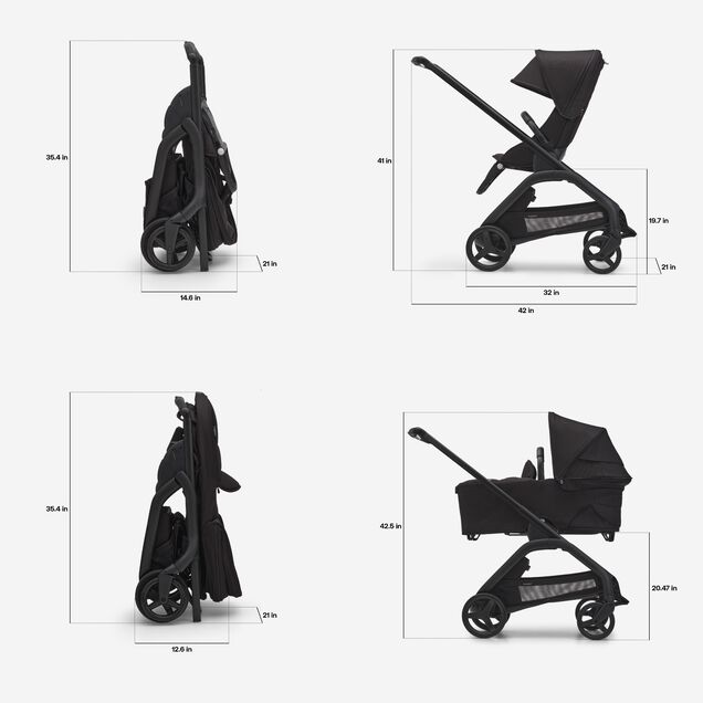 Bugaboo Dragonfly 2-in-1 stroller black base, dark cherry red fabrics, dark cherry red sun canopy - Main Image Slide 6 of 16