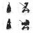Bugaboo Dragonfly 2-in-1 stroller black base, dark cherry red fabrics, dark cherry red sun canopy - Thumbnail Slide 6 of 16