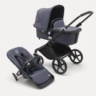 Bugaboo Fox Cub 2-in-1 stroller black base, stormy blue fabrics, stormy blue sun canopy