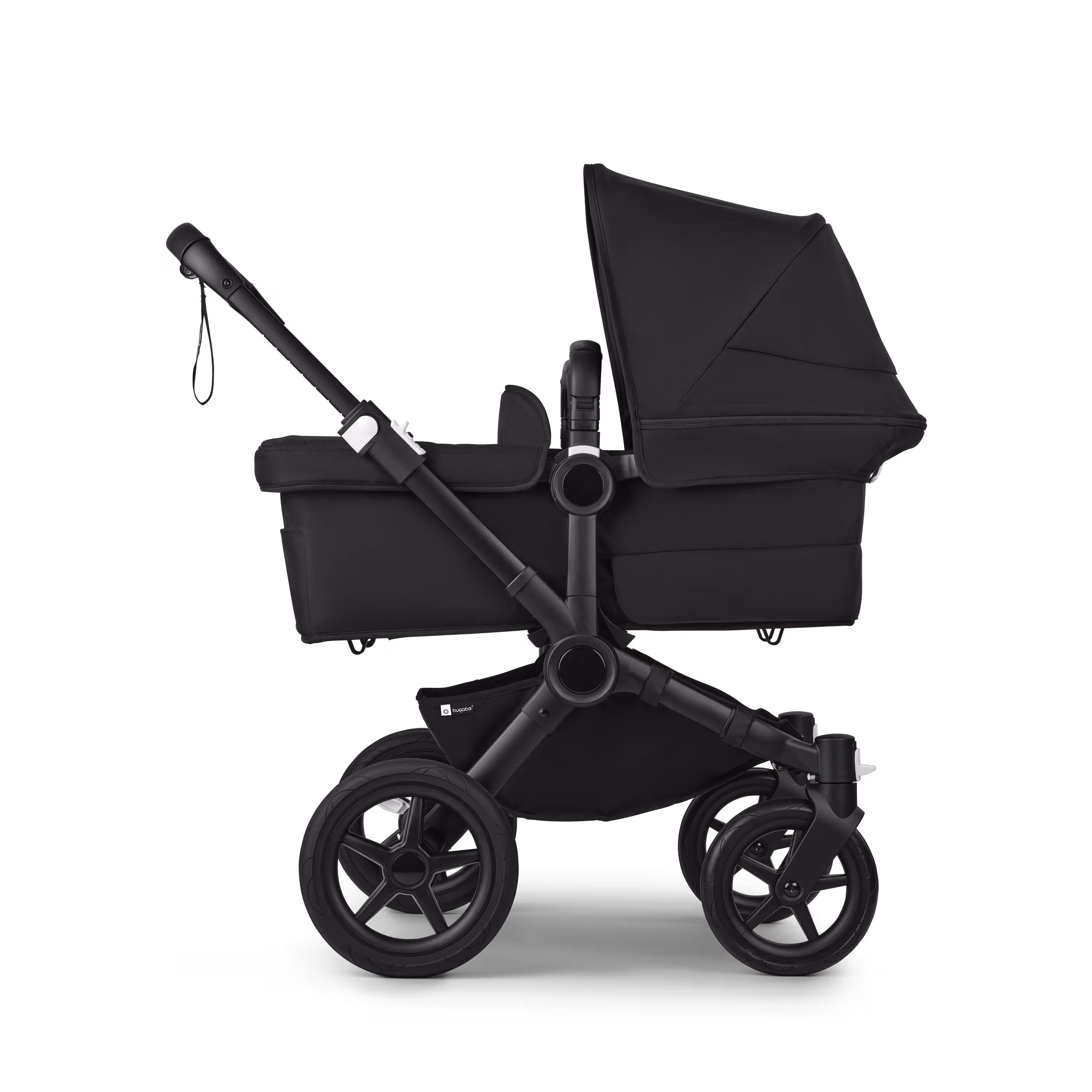 Bugaboo Donkey 5 twin stroller black base, midnight black fabrics, midnight black sun canopy - Main Modal Image Slide 2 of 12