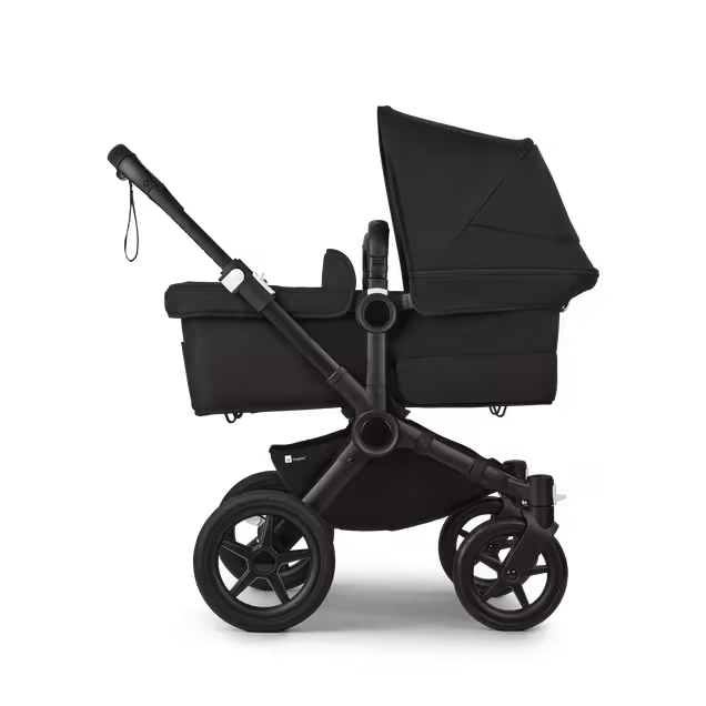 Bugaboo Donkey 5 twin stroller black base, midnight black fabrics, midnight black sun canopy - Main Image Slide 2 of 12