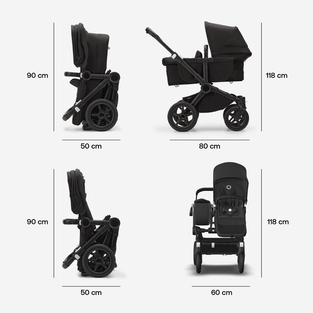 Bugaboo Donkey 5 Mono 2-in-1 stroller graphite base, midnight black fabrics, midnight black sun canopy - Main Image Slide 10 of 12