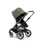 Bugaboo Fox 3 seat stroller with graphite frame, black fabrics, and forest green sun canopy. - Thumbnail Slide 7 of 7