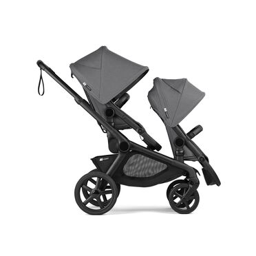 Bugaboo Kangaroo seat-only tandem black base, moon grey fabrics, moon grey sun canopy - view 2