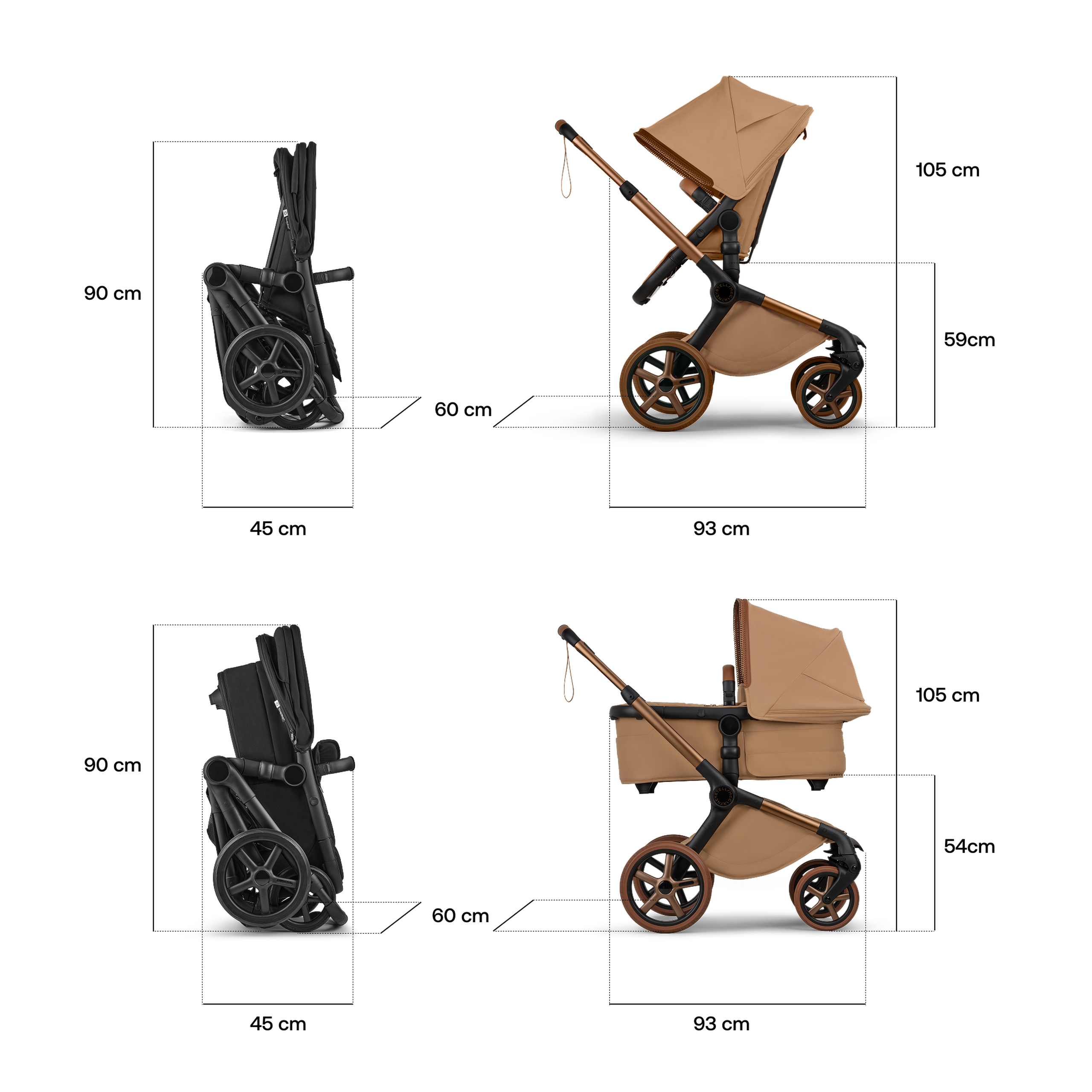 Bugaboo x Stella McCartney Fox 5 Renew 2-in-1 pushchair tobacco brown base, tobacco brown fabrics, tobacco brown sun canopy - Thumbnail Slide 9 of 13