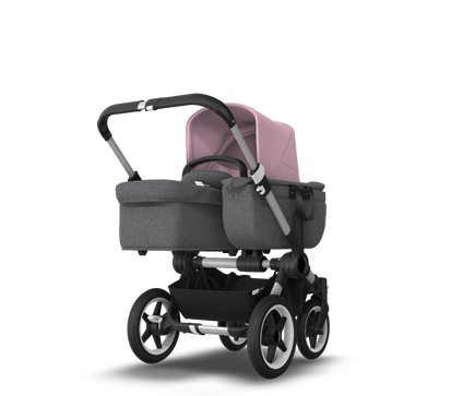 US - Bugaboo D3M stroller bundle aluminum grey melange soft pink