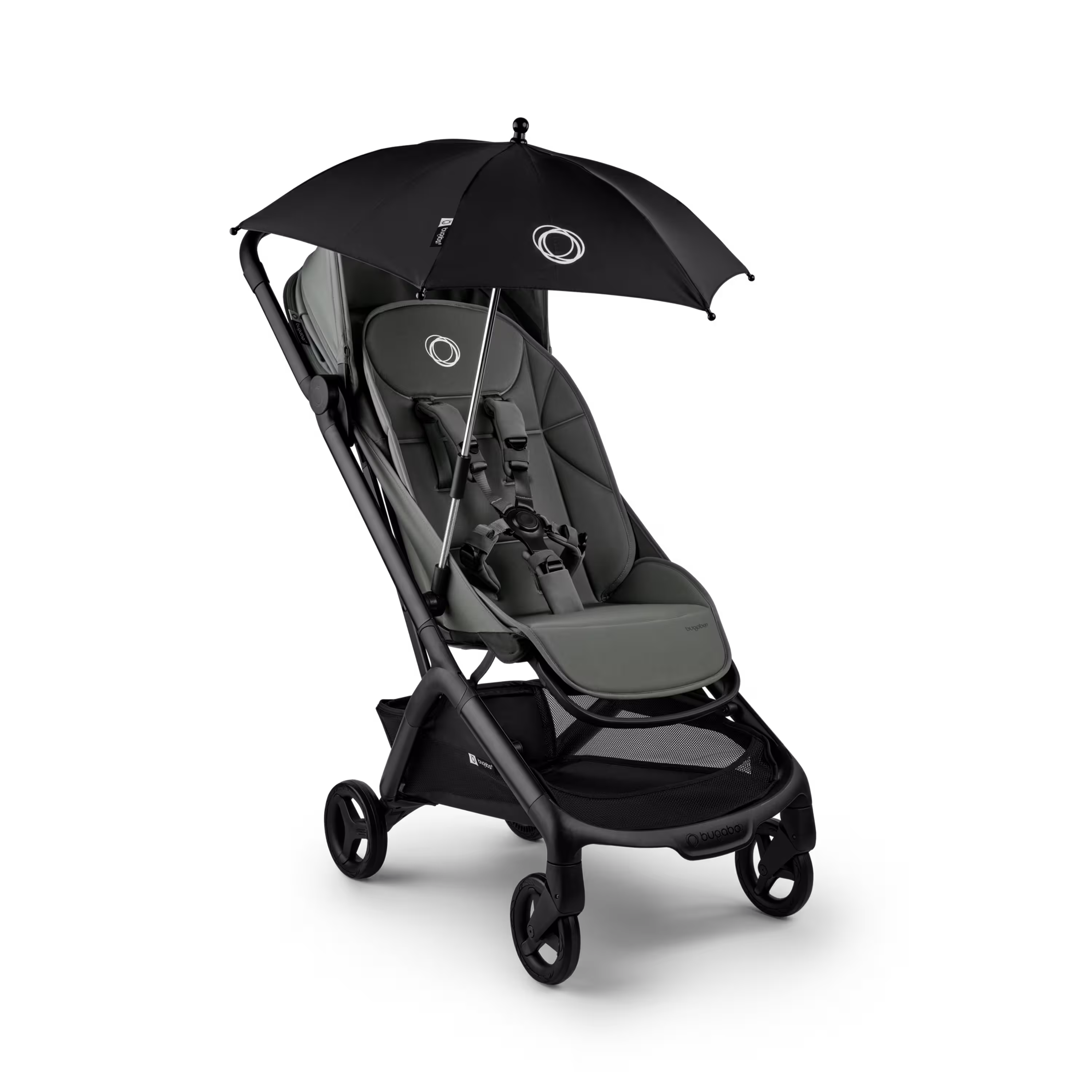 The Bugaboo Butterfly 2 travel pram with a Bugaboo parasol attached. - Main Modal Image Slide 9 of 9