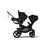 Bugaboo Kangaroo 2-in-1 tandem stroller with one car seat above and one bassinet below, with Midnight Black fabrics and Midnight Black sun canopies. - Thumbnail Slide 16 of 18
