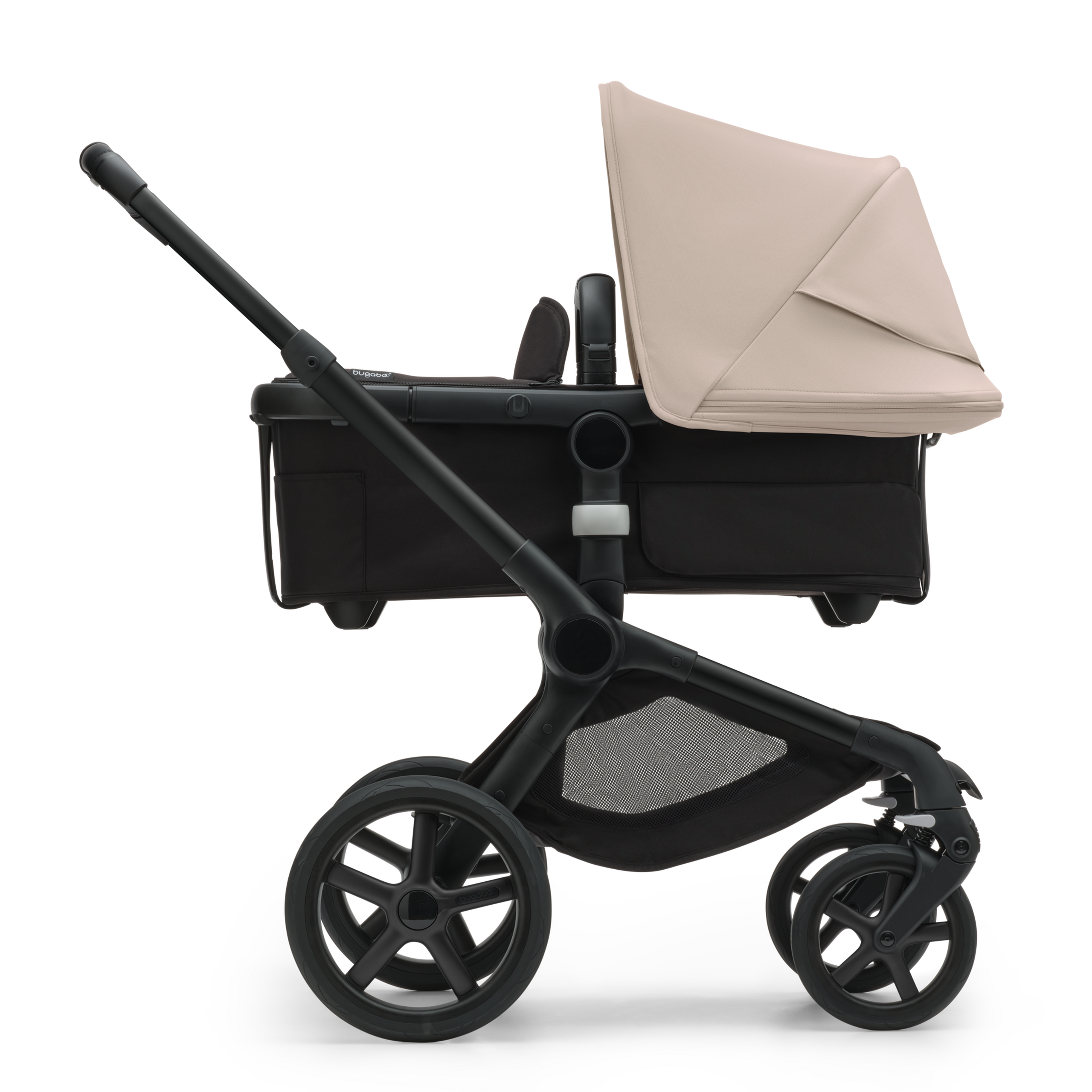 Bugaboo Fox 5 2-in-1 stroller black base, midnight black fabrics, desert taupe sun canopy - Thumbnail Slide 2 of 12