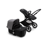 Bugaboo Fox 3 bassinet and seat stroller black base, midnight black fabrics, grey melange sun canopy