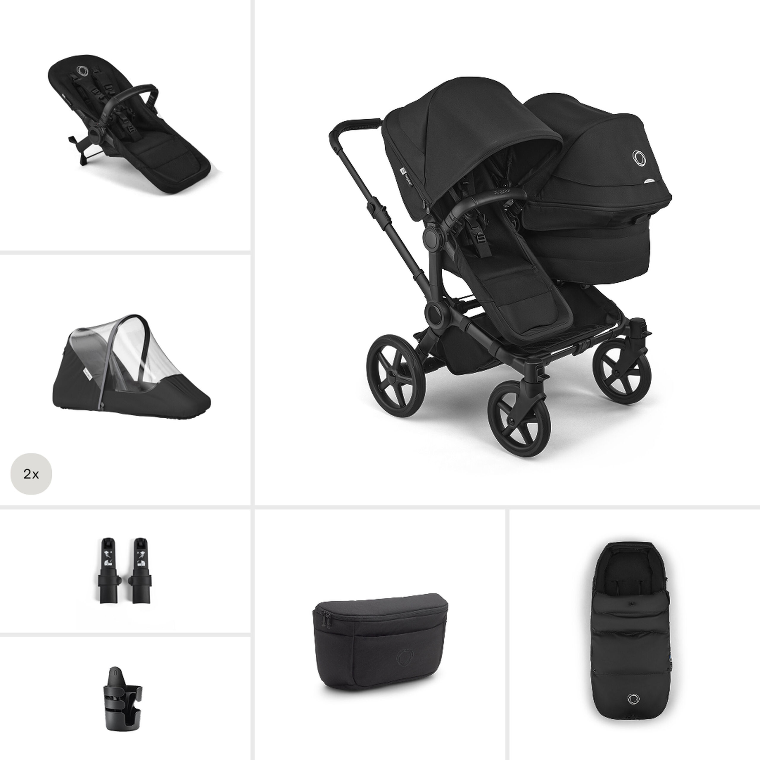 Bugaboo Donkey 6 Double Essential stroller bundle - Thumbnail Slide 1 of 7