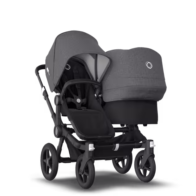 Bugaboo Donkey 3 Duo seat and bassinet stroller grey melange sun canopy, black fabrics, black base - Main Image Slide 1 of 5