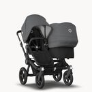 Bugaboo Donkey 3 Duo seat and bassinet stroller grey melange sun canopy, black fabrics, black base