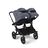 Bugaboo Donkey 5 twin stroller black base, midnight black fabrics, stormy blue sun canopy - Thumbnail Slide 4 of 12
