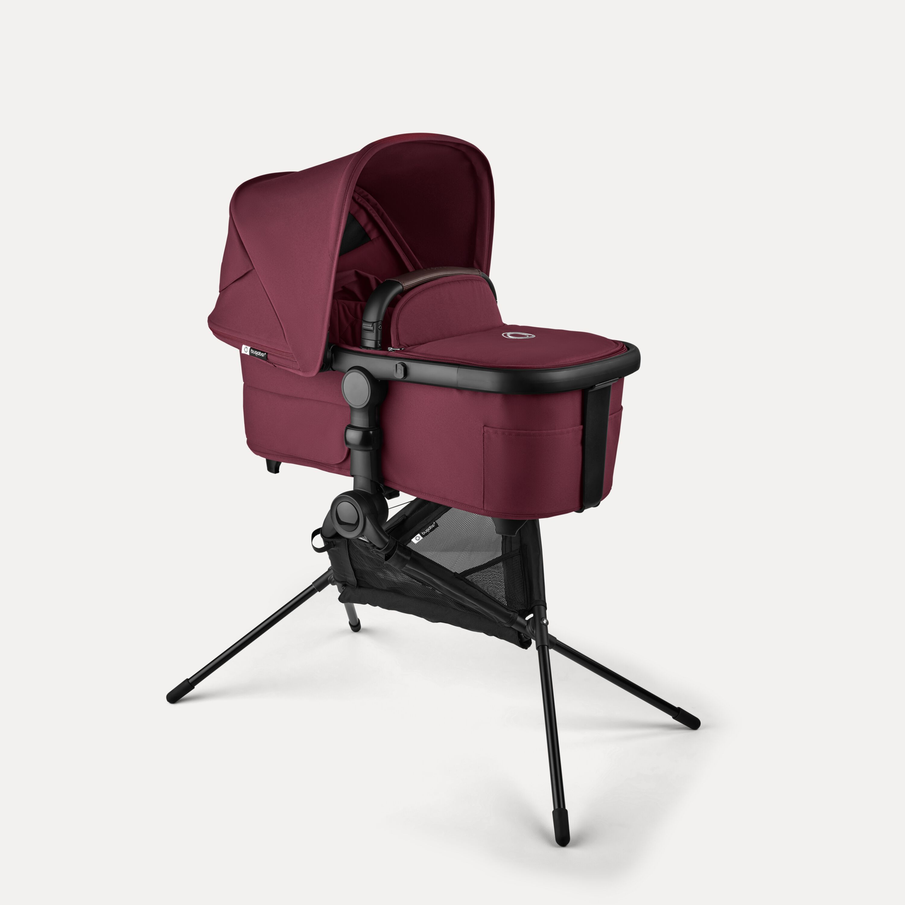 Bugaboo Kangaroo Double bassinet and seat pram black base, dark cherry red fabrics, dark cherry red sun canopy - Main Modal Image Slide 18 of 18
