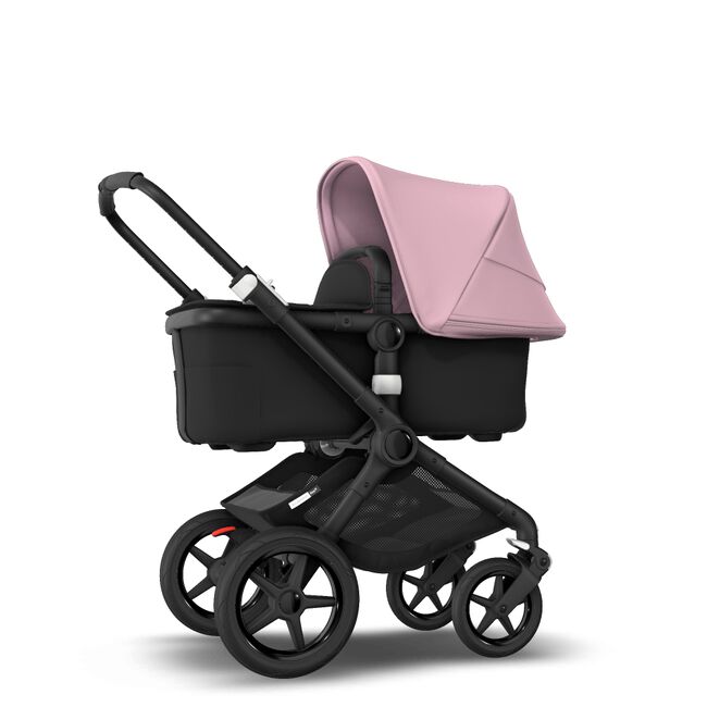 Fox 2 Seat and Bassinet Stroller Soft Pink sun canopy, Black style set, Black chassis - Main Image Slide 2 of 8