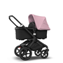 Fox 2 Seat and Bassinet Stroller Soft Pink sun canopy, Black style set, Black chassis - Thumbnail Slide 2 of 8