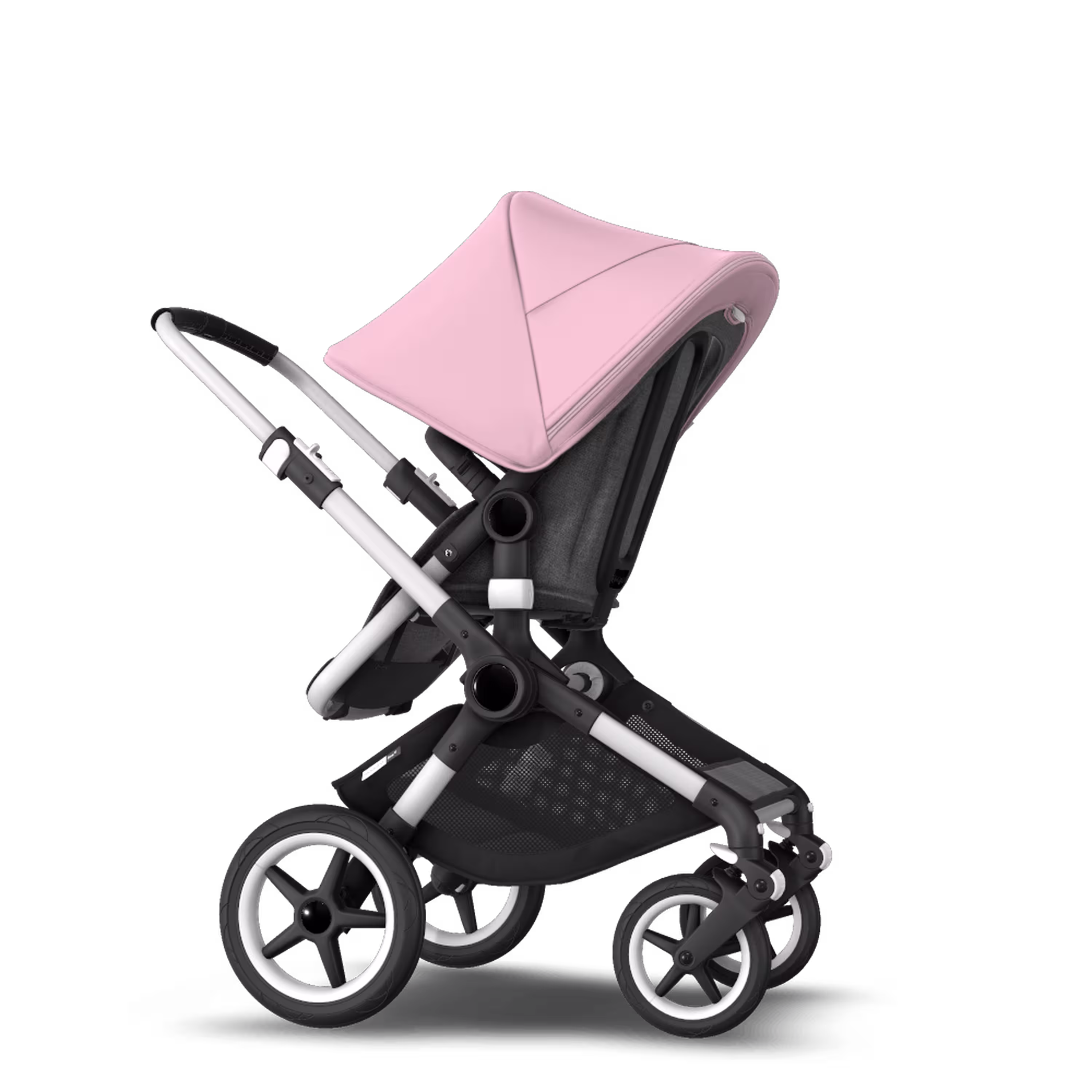 Bugaboo Fox 2 seat and carrycot pushchair soft pink sun canopy, grey melange fabrics, aluminium base - Main Modal Image Slide 8 of 10