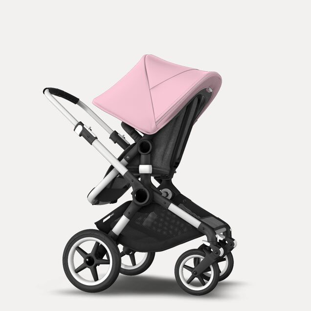 Bugaboo Fox 2 seat and carrycot pushchair soft pink sun canopy, grey melange fabrics, aluminium base - Main Image Slide 8 of 10
