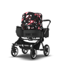 Bugaboo Donkey 5 Mono bassinet and seat stroller graphite base, midnight black fabrics, animal explorer pink/ red sun canopy - Thumbnail Slide 9 van 10