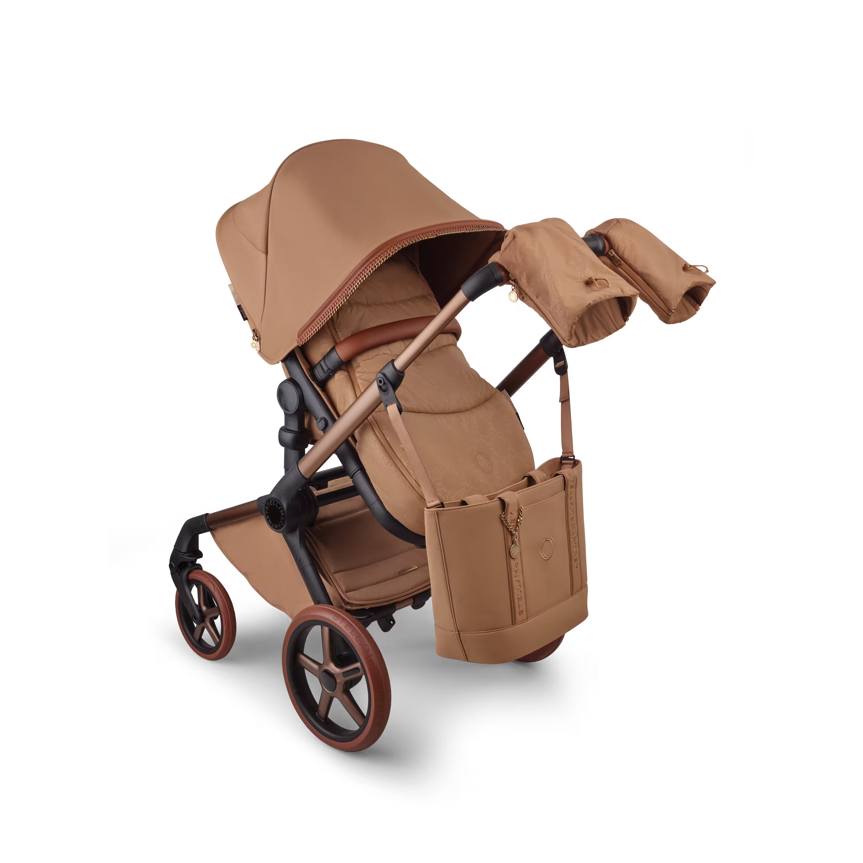 Bugaboo x Stella McCartney Fox 5 Renew 2-in-1 stroller black base, tobacco brown fabrics, tobacco brown sun canopy - Main Modal Image Slide 12 of 12