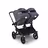 Bugaboo Donkey 5 twin stroller black base, grey mélange fabrics, stormy blue sun canopy - Thumbnail Slide 4 of 12