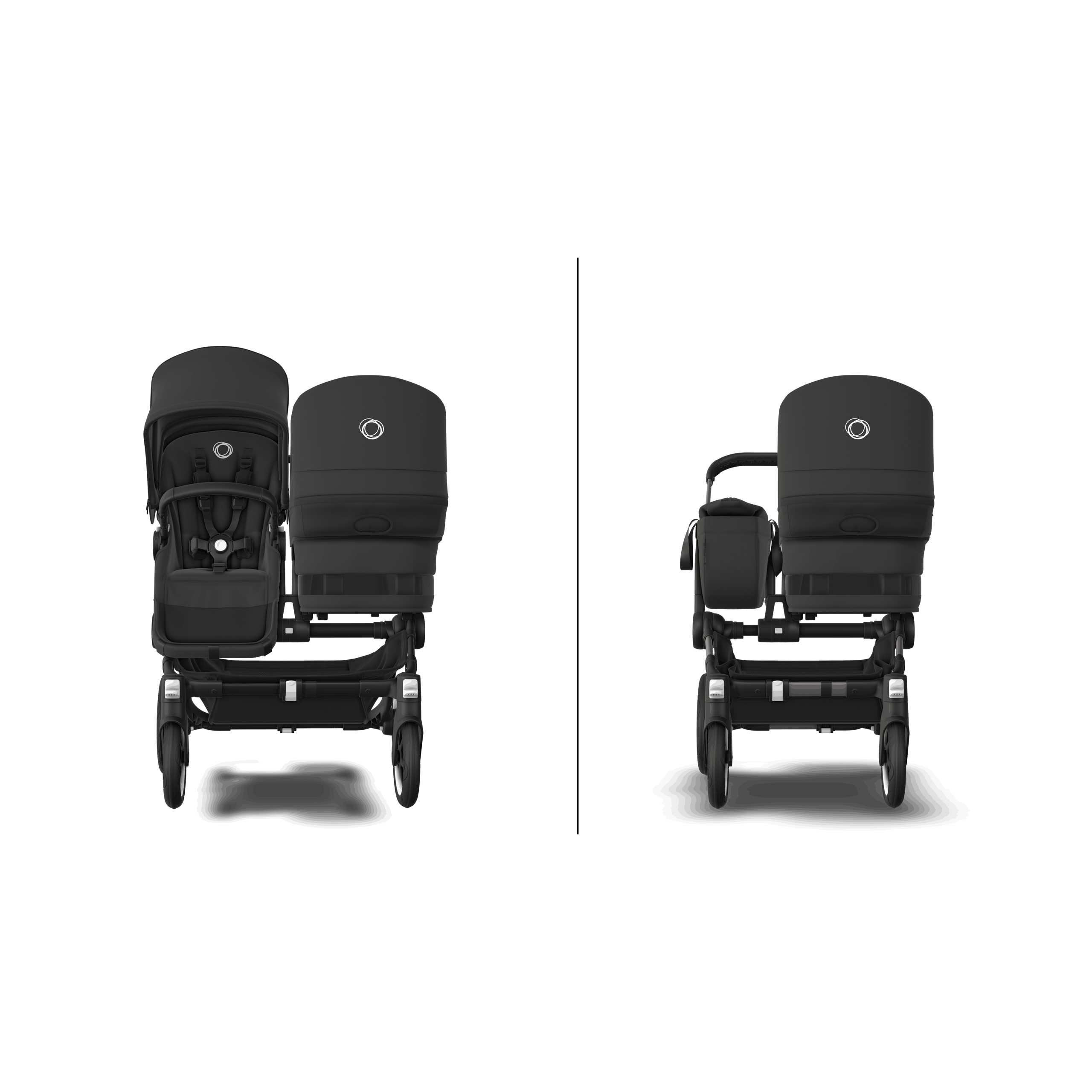 Bugaboo Donkey 5 Duo double stroller graphite base, grey mélange fabrics, grey mélange sun canopy - Thumbnail Slide 7 of 11