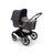Bugaboo Fox 3 bassinet stroller with graphite frame, grey fabrics, and stormy blue sun canopy. - Thumbnail Slide 2 of 7
