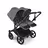 Bugaboo Donkey 6 twin stroller black base, moon grey fabrics, moon grey sun canopy view 2 - Thumbnail Slide 2 of 9
